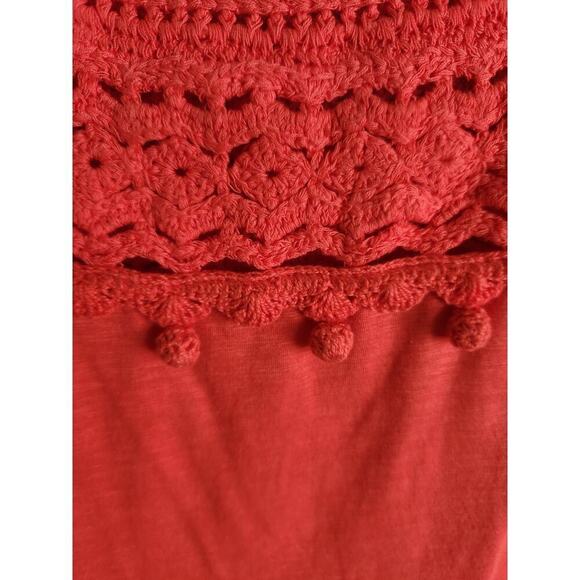 J Jill sz xs boho cotton blend sleeveless crochet top orangish red tank top - Picture 4 of 10